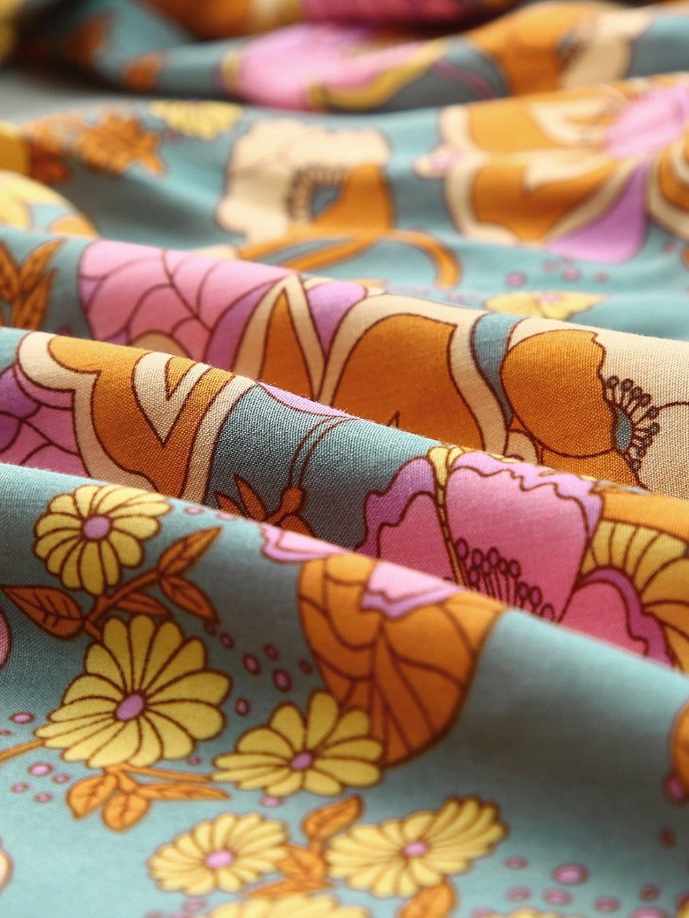 Floral Print Sky Blue Wide Leg Jumpsuit with Adjustable Straps