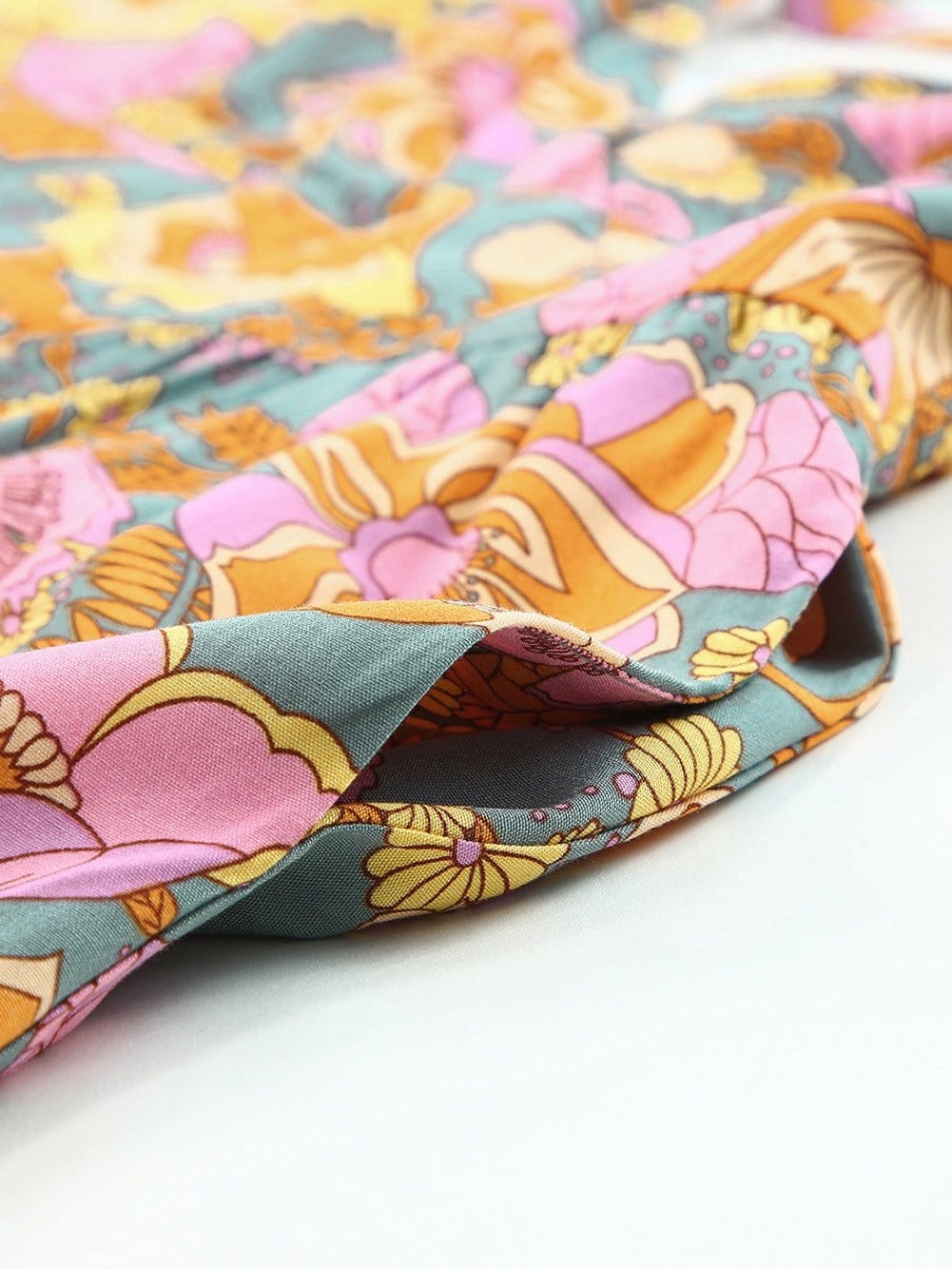 Floral Print Sky Blue Wide Leg Jumpsuit with Adjustable Straps