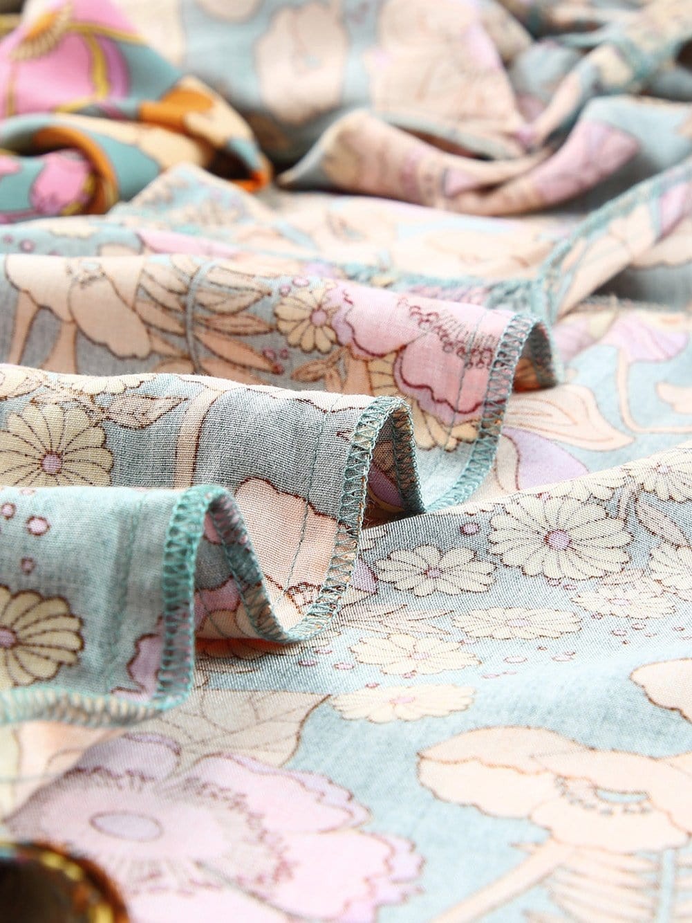 Floral Print Sky Blue Wide Leg Jumpsuit with Adjustable Straps