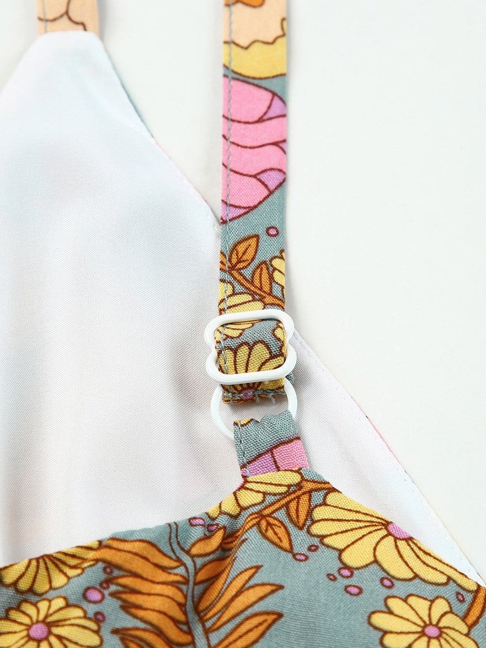 Floral Print Sky Blue Wide Leg Jumpsuit with Adjustable Straps