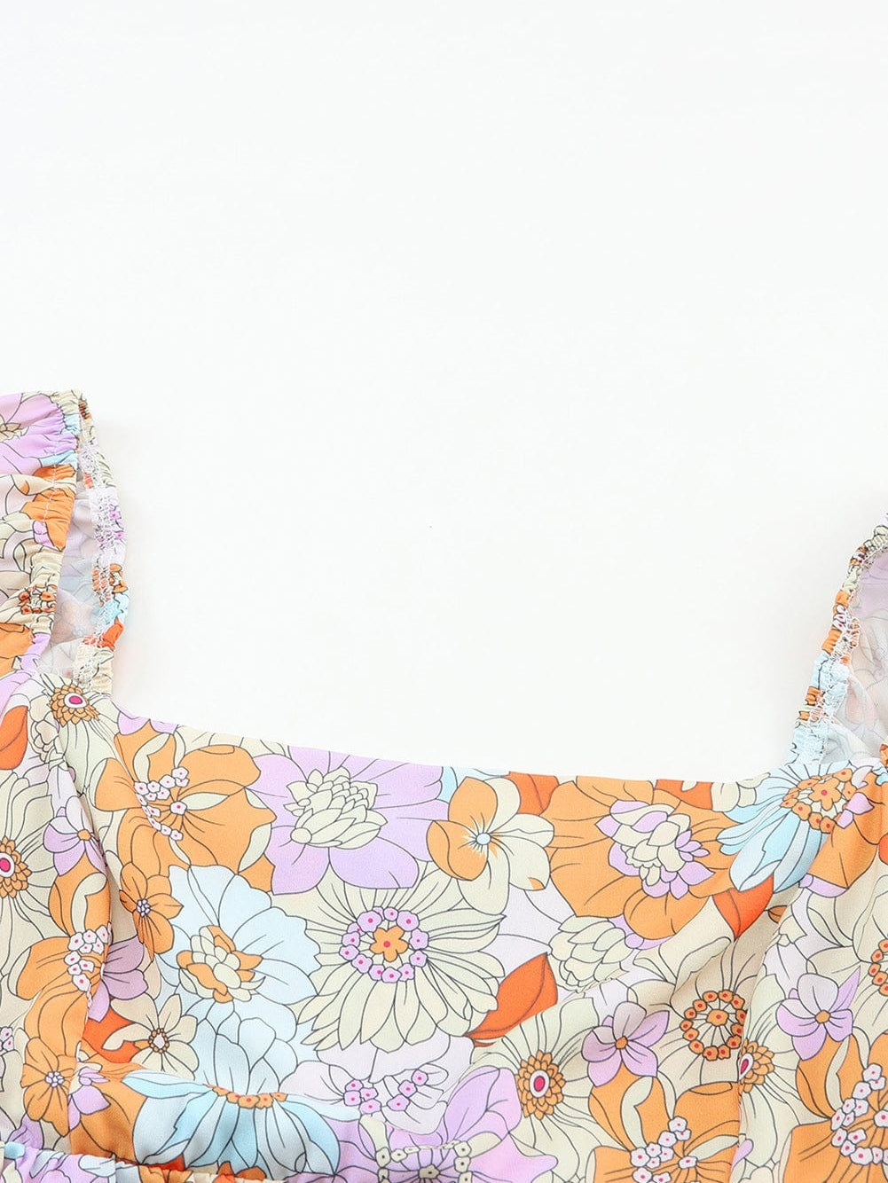 Floral Print Square Neck Puff Sleeve Babydoll Top