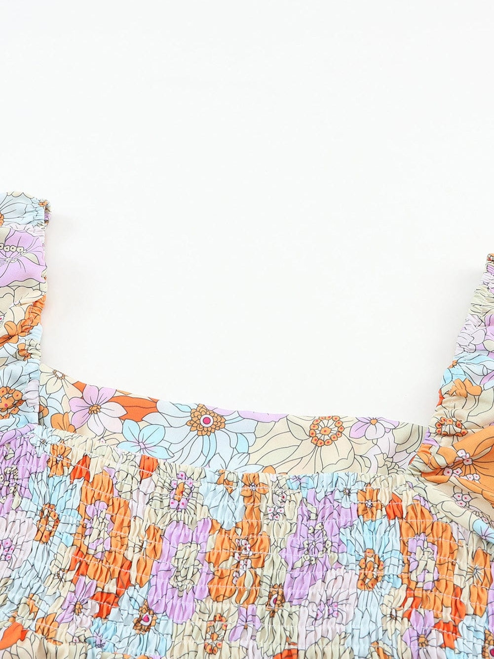 Floral Print Square Neck Puff Sleeve Babydoll Top