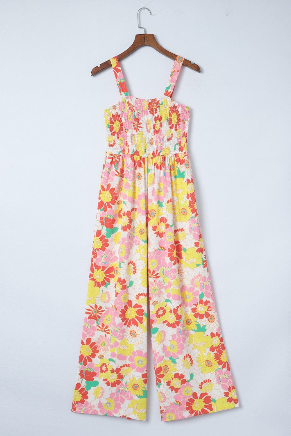 Floral Print Square Neck Wide Leg Jumpsuit for Boho Vibes