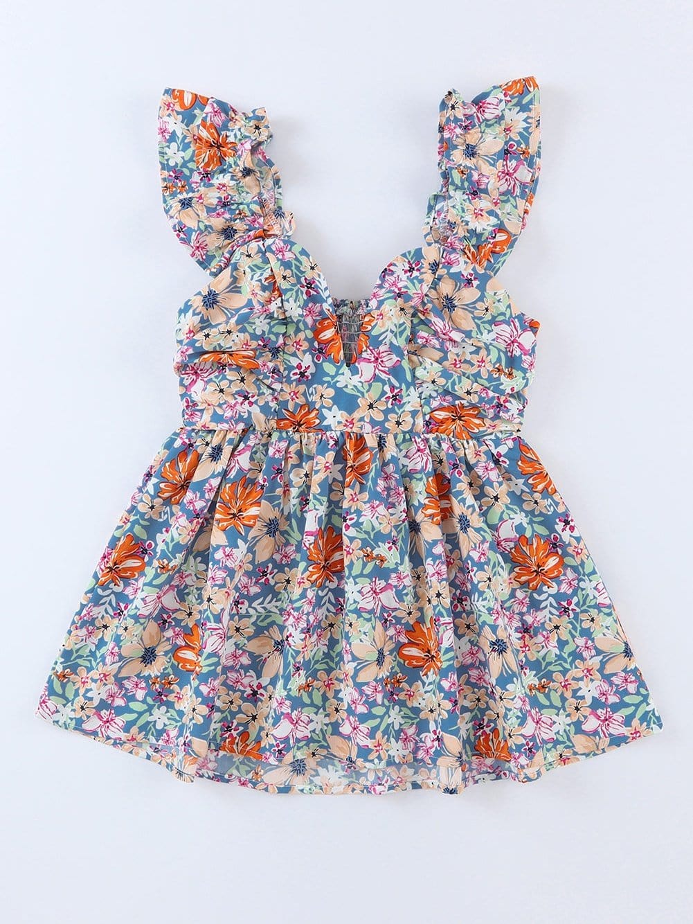 Floral Print Sweetheart Peplum Tank Top with Ruffle Straps