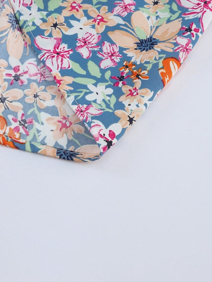 Floral Print Sweetheart Peplum Tank Top with Ruffle Straps