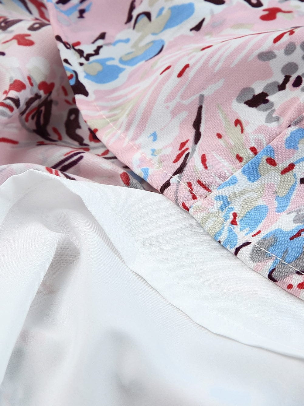 Floral Print Tiered Ruffled Dress in Pink with Short Sleeves