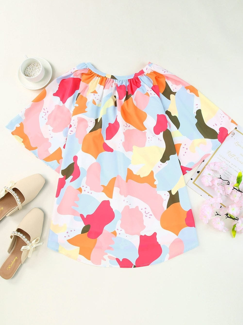 Floral Print V Neck Loose Fit Blouse for Effortless Style