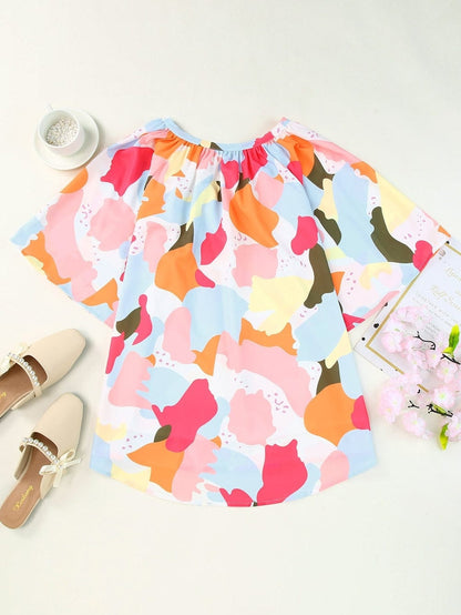 Floral Print V Neck Loose Fit Blouse for Effortless Style