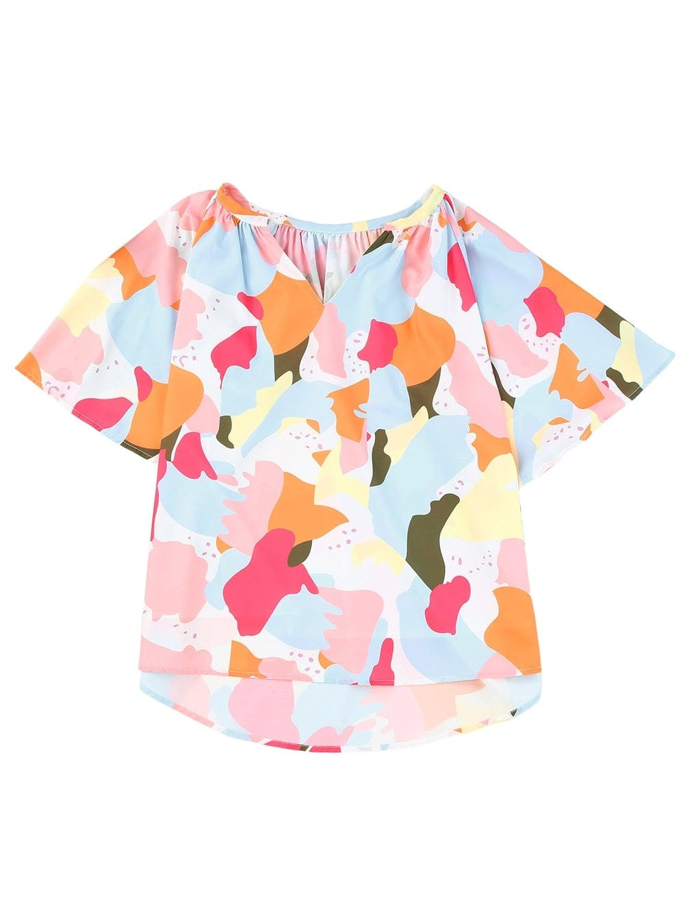 Floral Print V Neck Loose Fit Blouse for Effortless Style