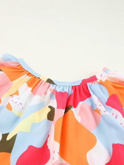 Floral Print V Neck Loose Fit Blouse for Effortless Style