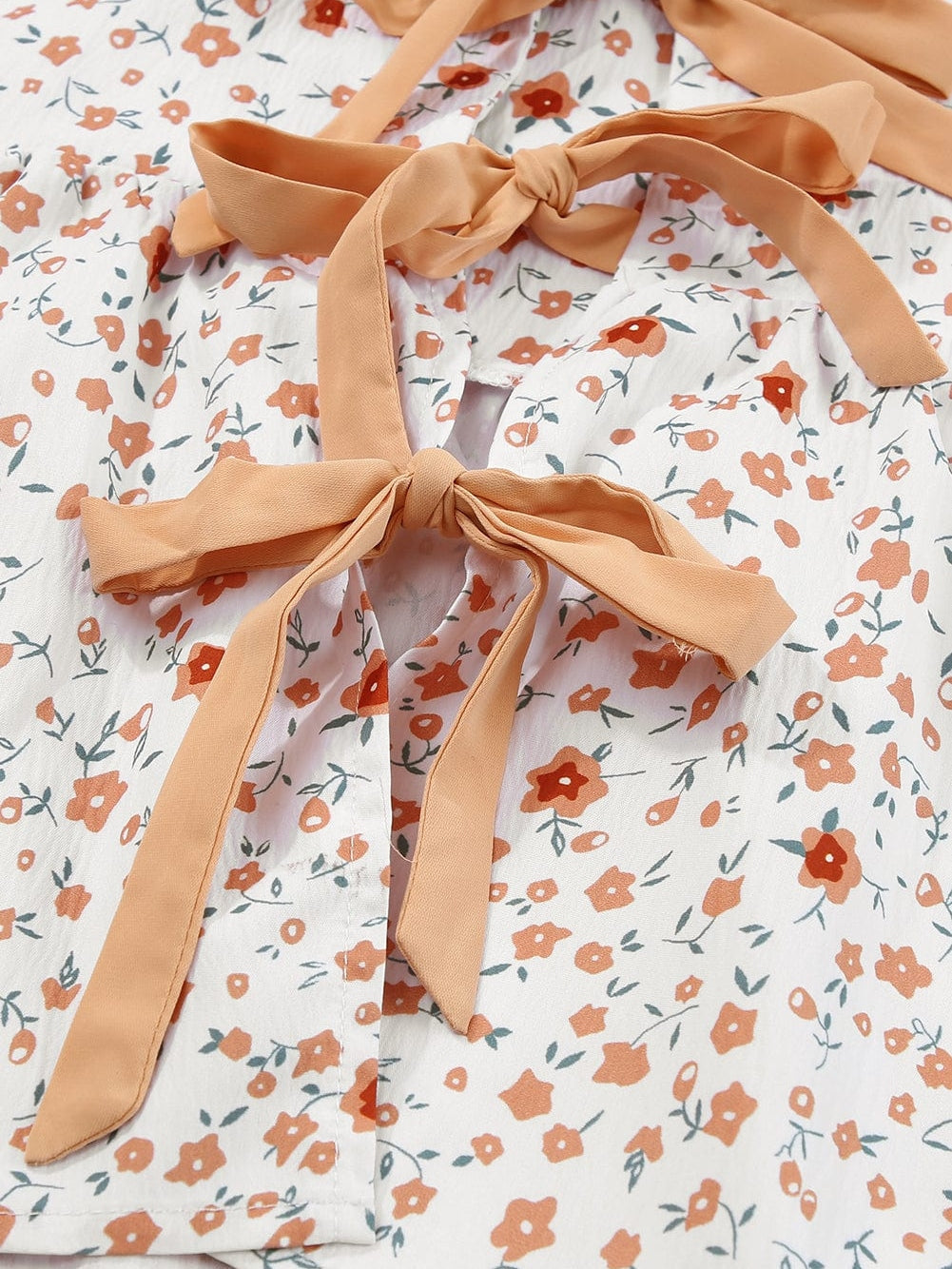 Floral Print White Tie Strap Babydoll Tank Top