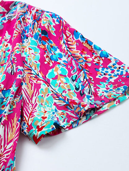 Floral Print Wrap Maxi Dress with V Neck