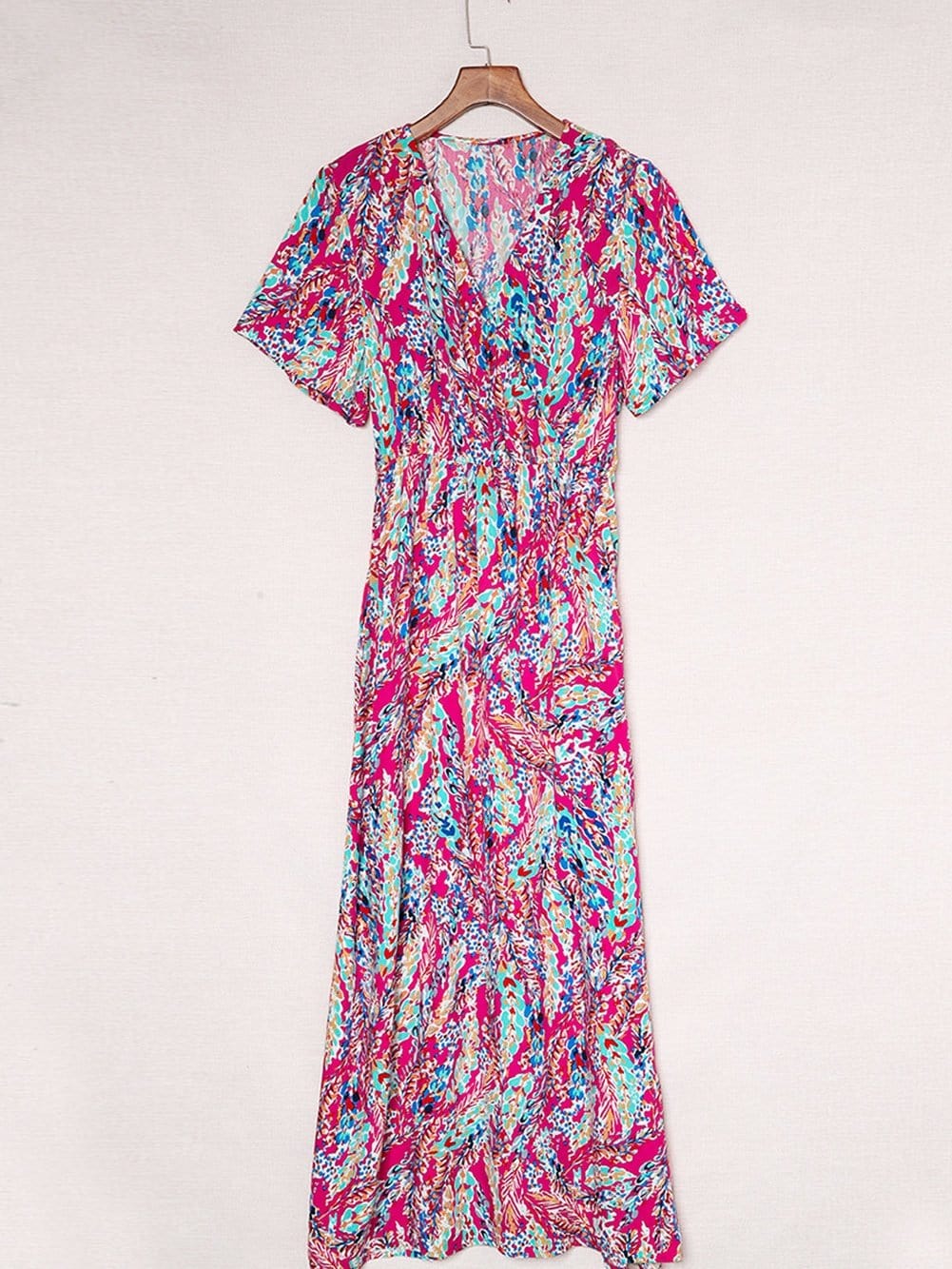Floral Print Wrap Maxi Dress with V Neck