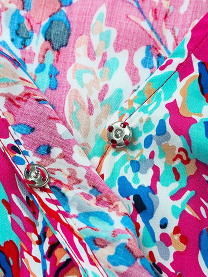 Floral Print Wrap Maxi Dress with V Neck