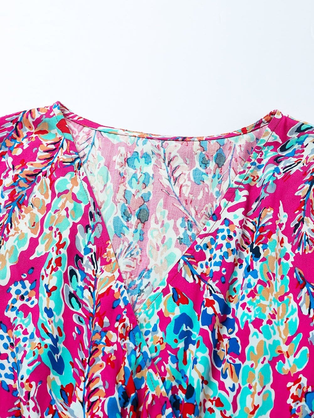 Floral Print Wrap Maxi Dress with V Neck