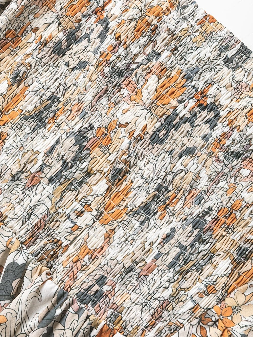 Floral Printed Puff Sleeve A-Line Mini Dress with Smocked Back