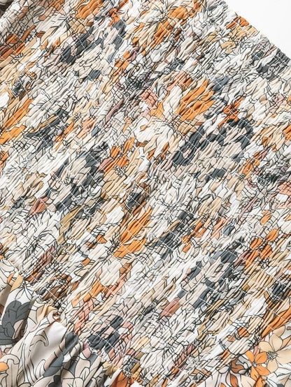 Floral Printed Puff Sleeve A-Line Mini Dress with Smocked Back