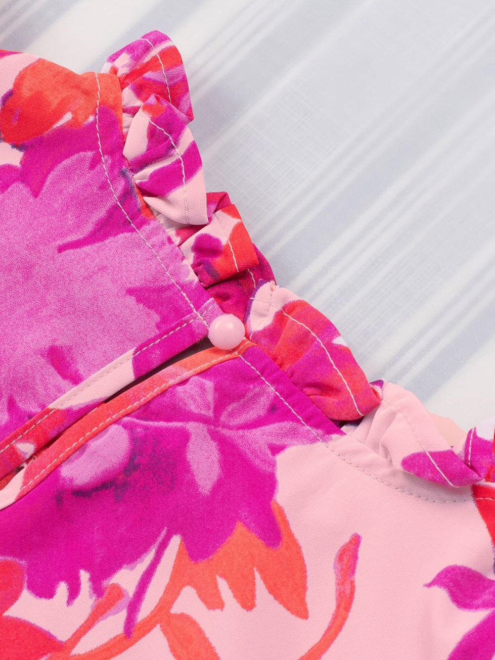 Floral Rose Frilled Flutter Sleeve Blouse