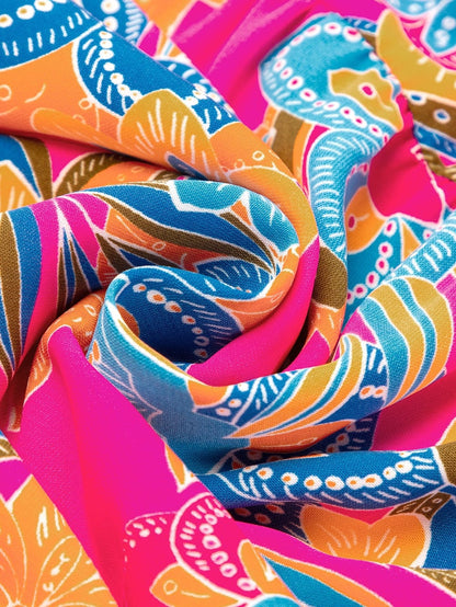 Floral Rose Red V Neck Ruffle Sleeve Maxi Dress