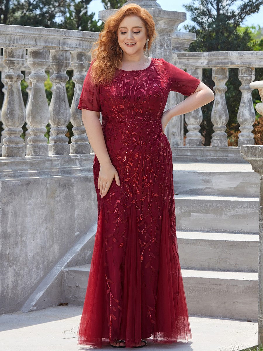 Floral Sequin Princess Dress for Plus Size Parties