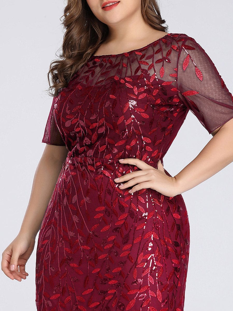 Floral Sequin Princess Dress for Plus Size Parties