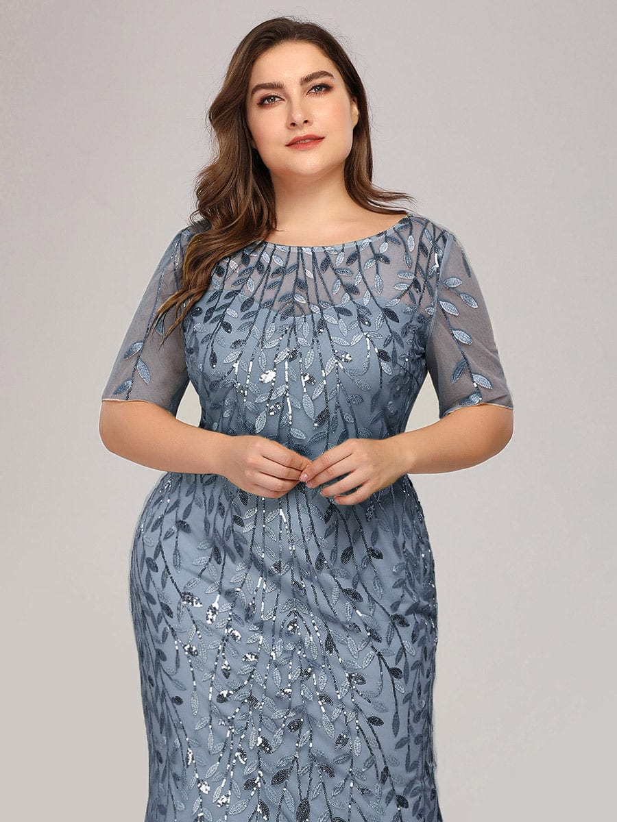Floral Sequin Princess Dress for Plus Size Parties