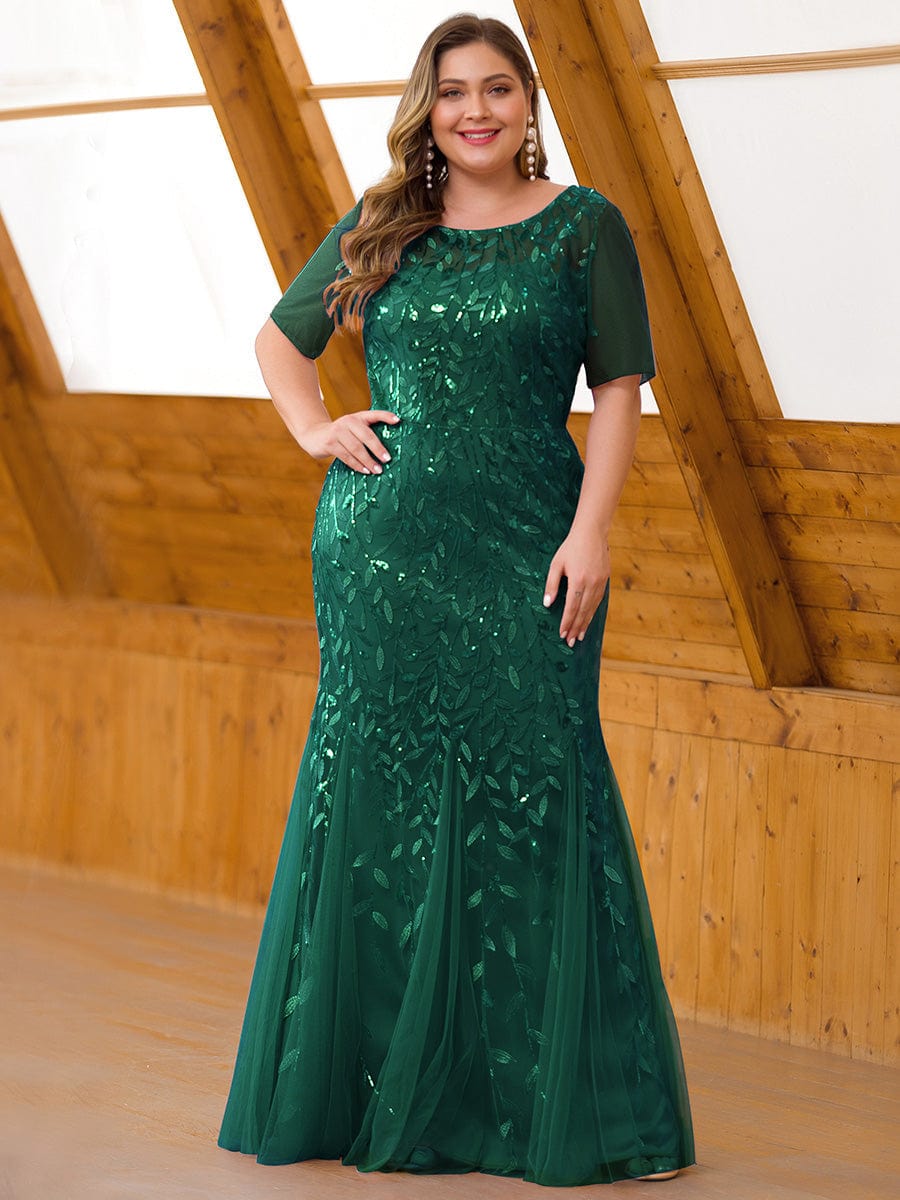 Floral Sequin Princess Dress for Plus Size Parties