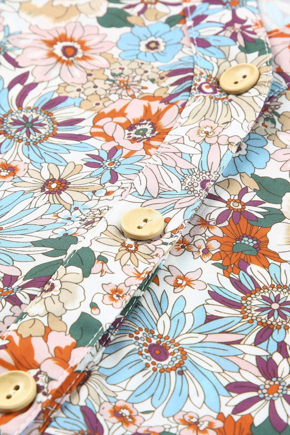 Floral Shirt Dress with Split Neckline and Button Front