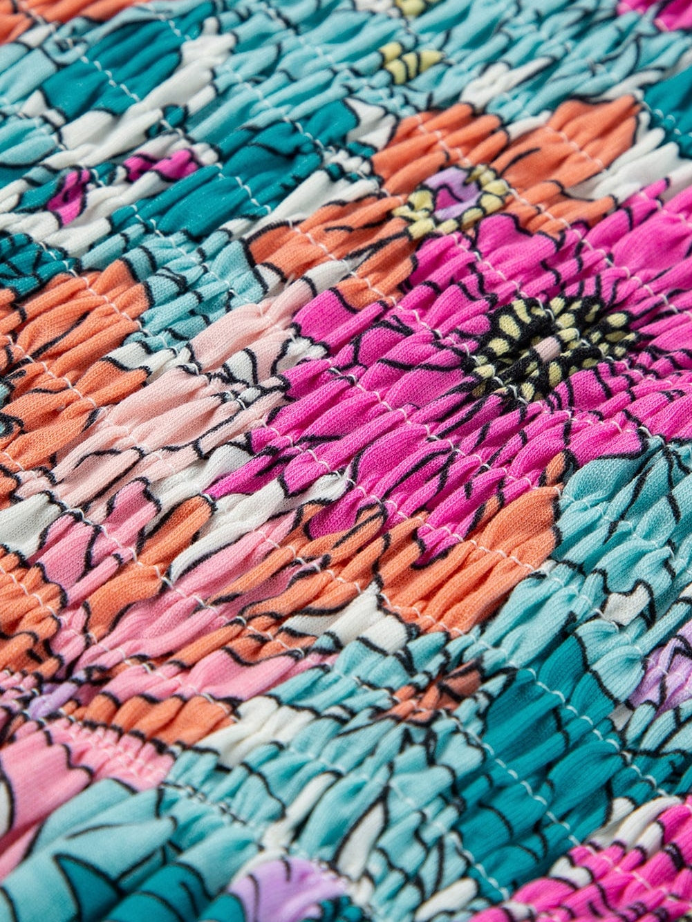 Floral Smocked Multicolor Sleeveless Top