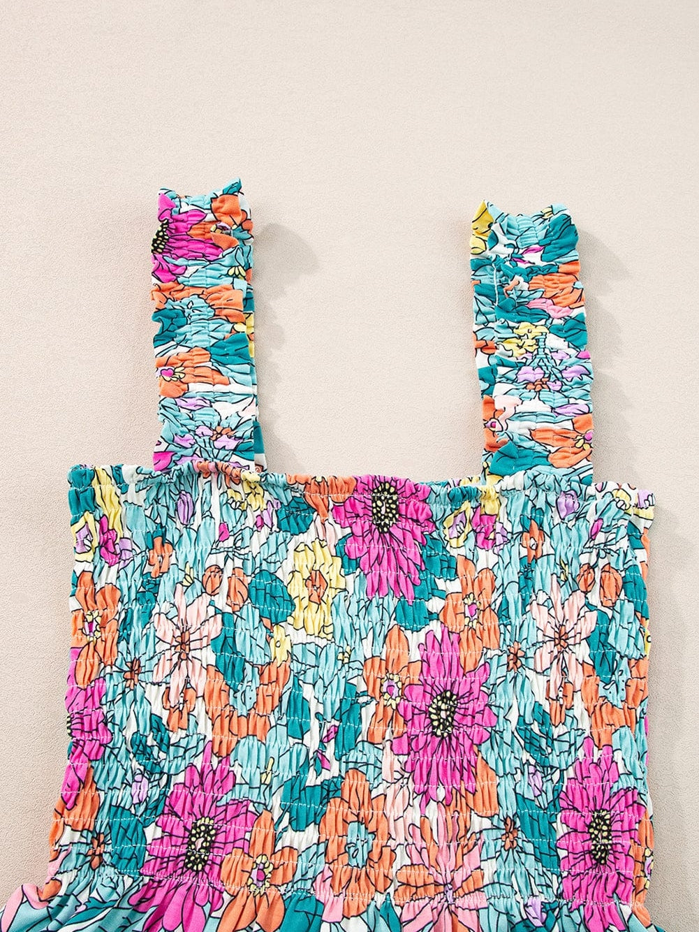 Floral Smocked Multicolor Sleeveless Top