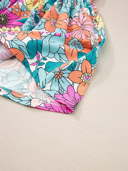 Floral Smocked Multicolor Sleeveless Top