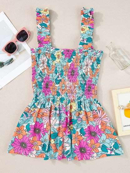 Floral Smocked Multicolor Sleeveless Top
