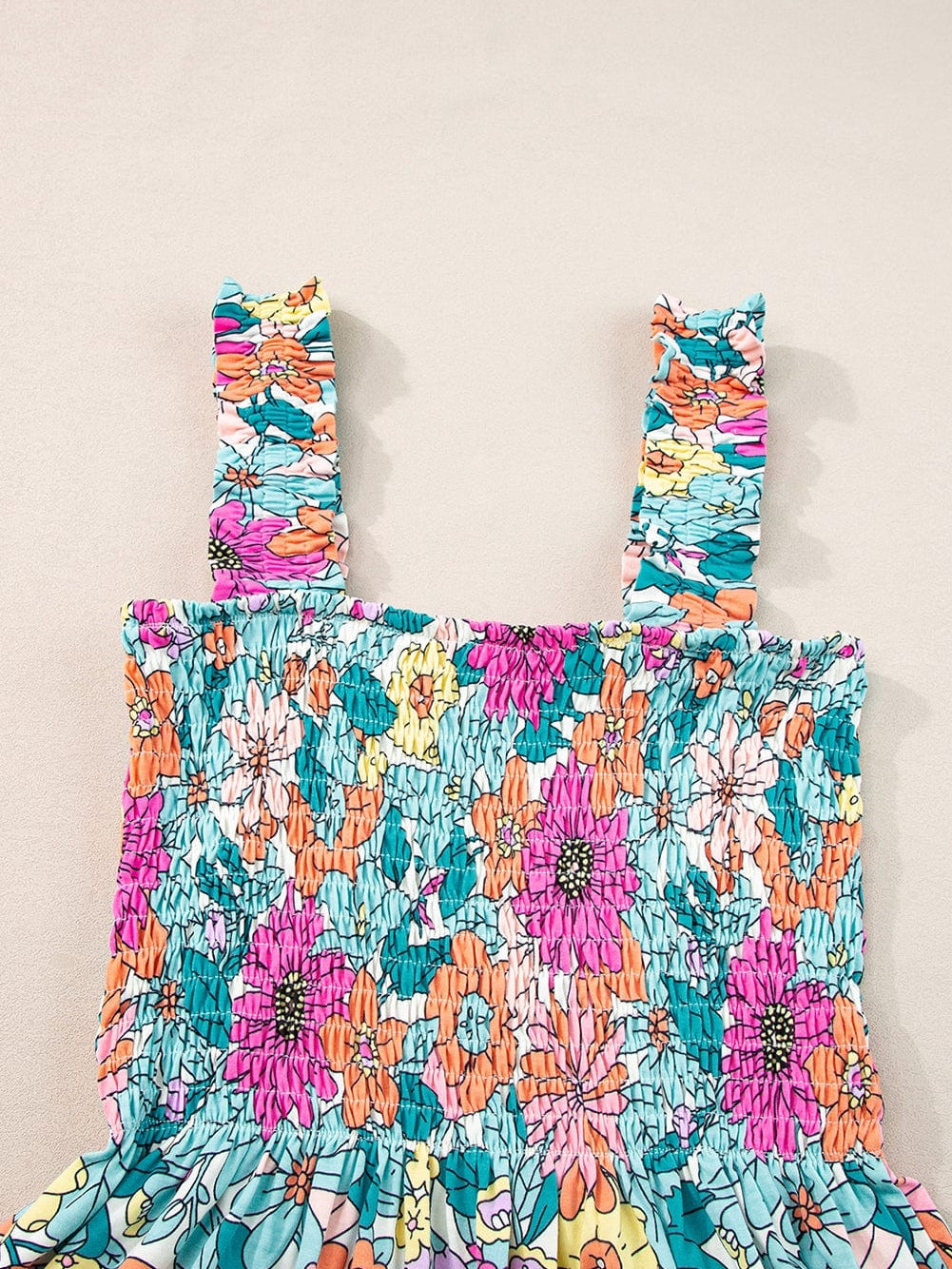 Floral Smocked Multicolor Sleeveless Top