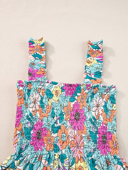 Floral Smocked Multicolor Sleeveless Top