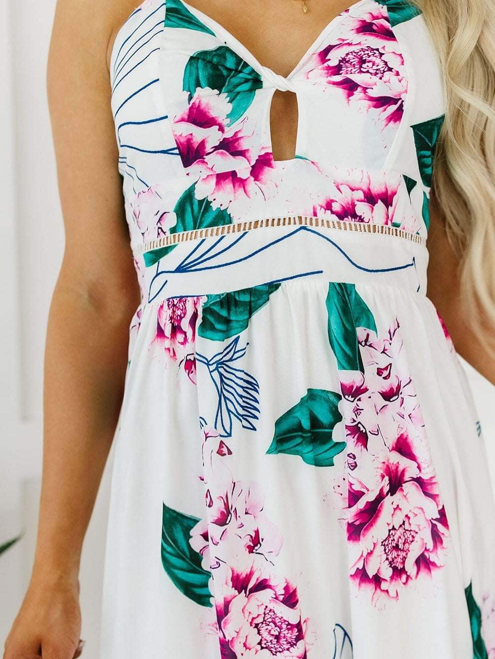 Floral Twist Cutout Maxi Dress with Adjustable Straps