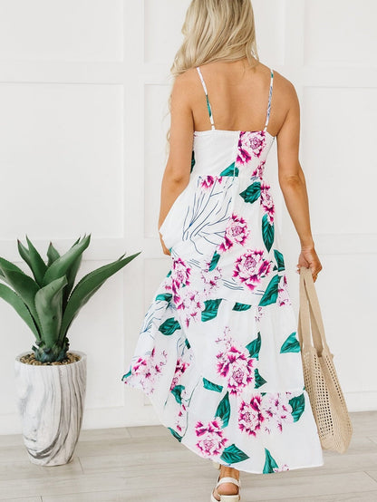 Floral Twist Cutout Maxi Dress with Adjustable Straps