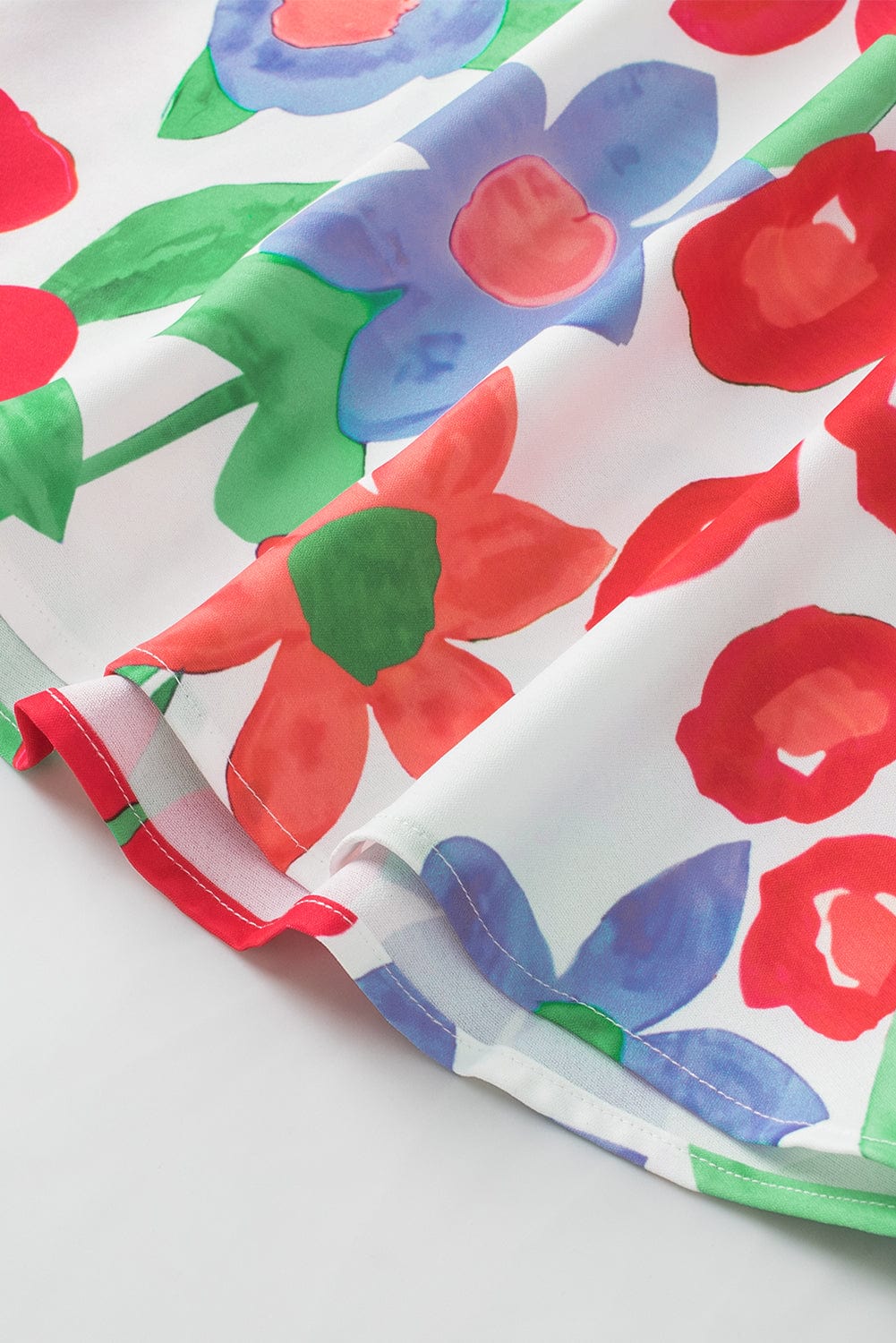 Floral V Neck Blouse with Chest Pocket