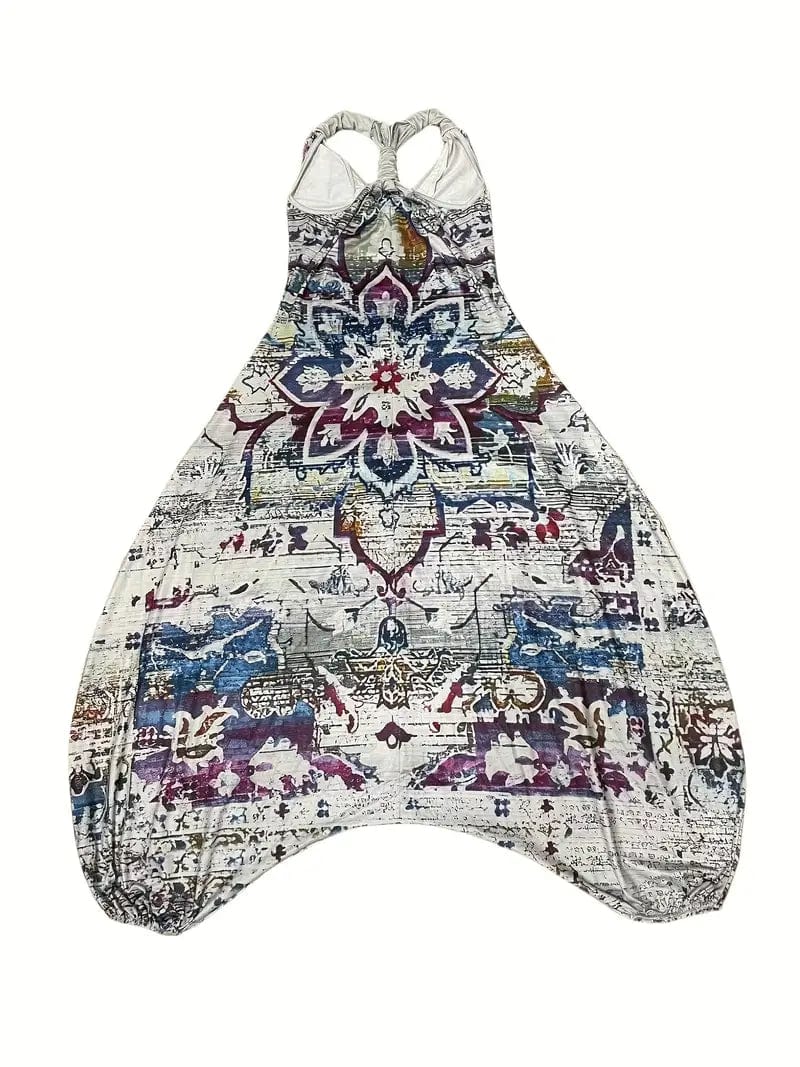 Floral V Neck Harem Jumpsuit for Women: Stylish and Comfortable Sleeveless One-Piece