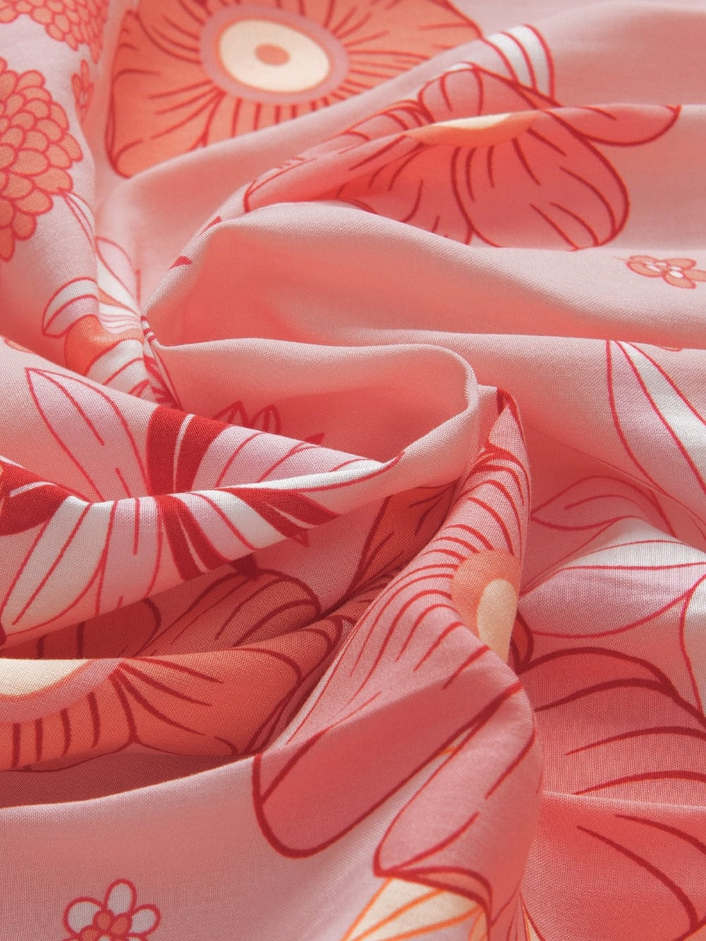 Floral V Neck Puff Sleeve Blouse with Tassels