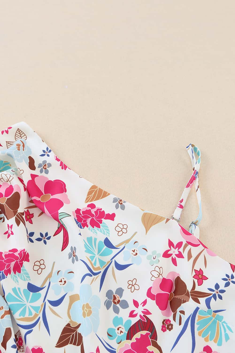 Floral White Single Puff Sleeve One-Shoulder Romper