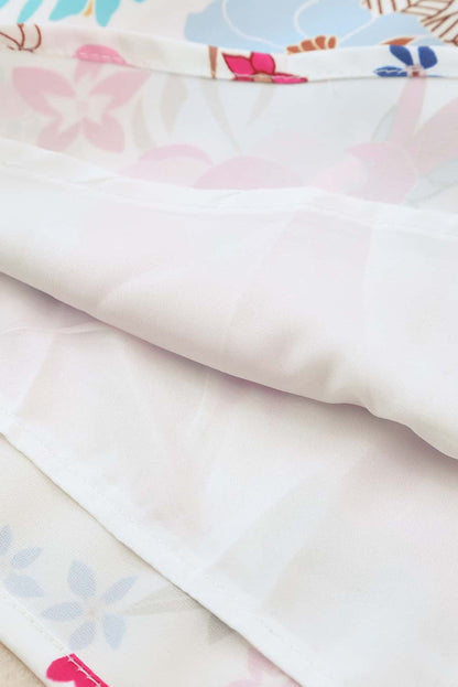 Floral White Single Puff Sleeve One-Shoulder Romper