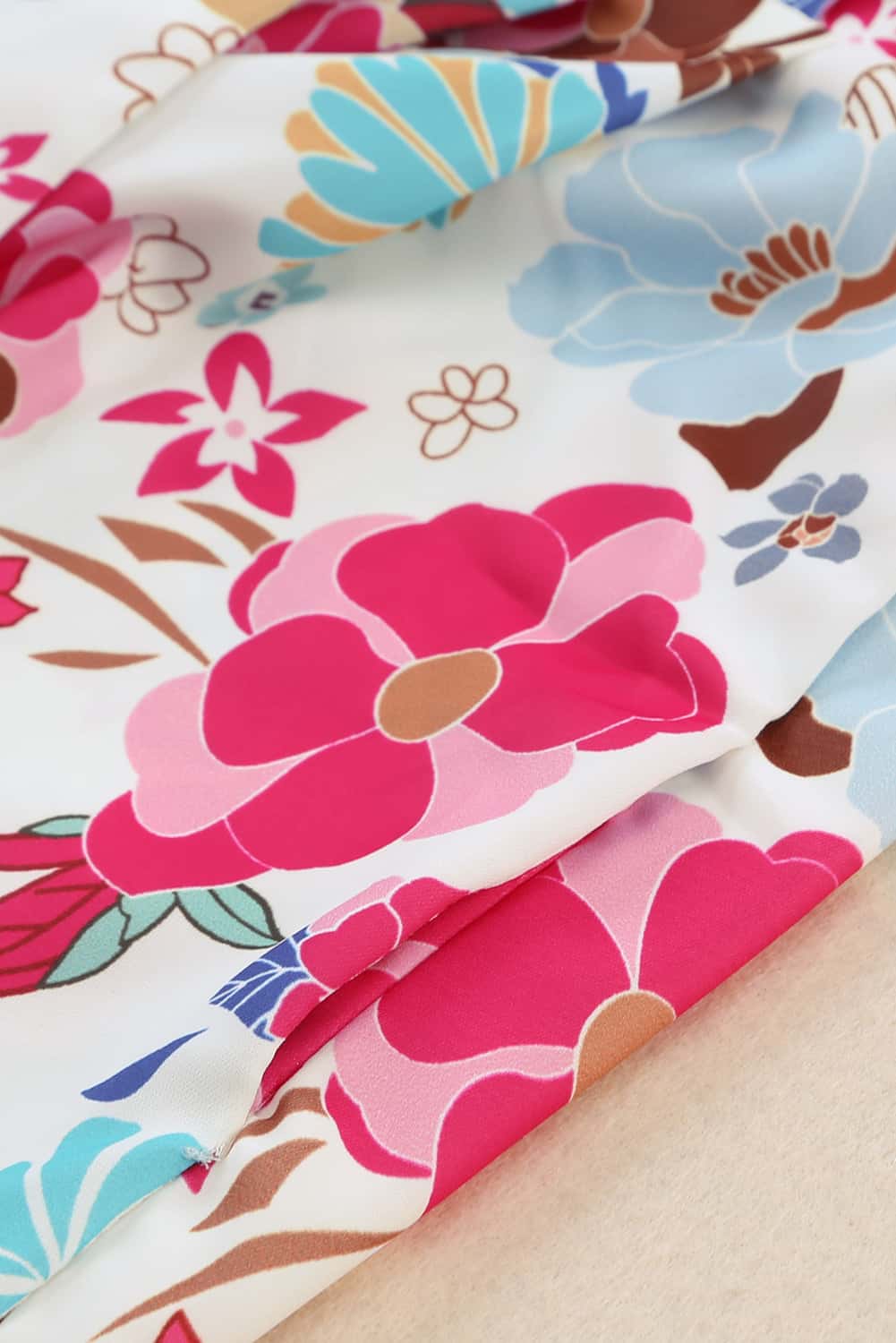 Floral White Single Puff Sleeve One-Shoulder Romper