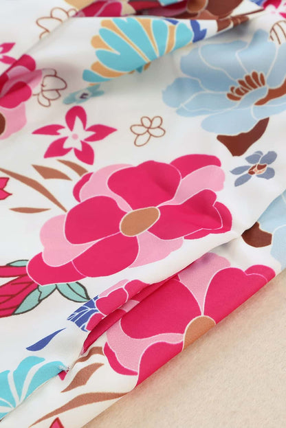 Floral White Single Puff Sleeve One-Shoulder Romper