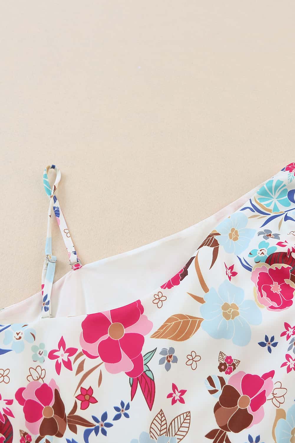 Floral White Single Puff Sleeve One-Shoulder Romper