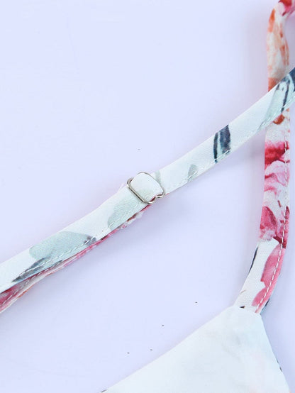 Floral White Wide Leg Jumpsuit with Spaghetti Straps