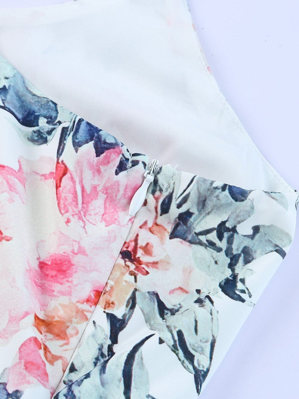 Floral White Wide Leg Jumpsuit with Spaghetti Straps