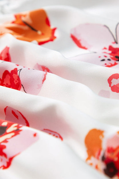 Floral Wrap Sleeveless Bodysuit with White Button Accent