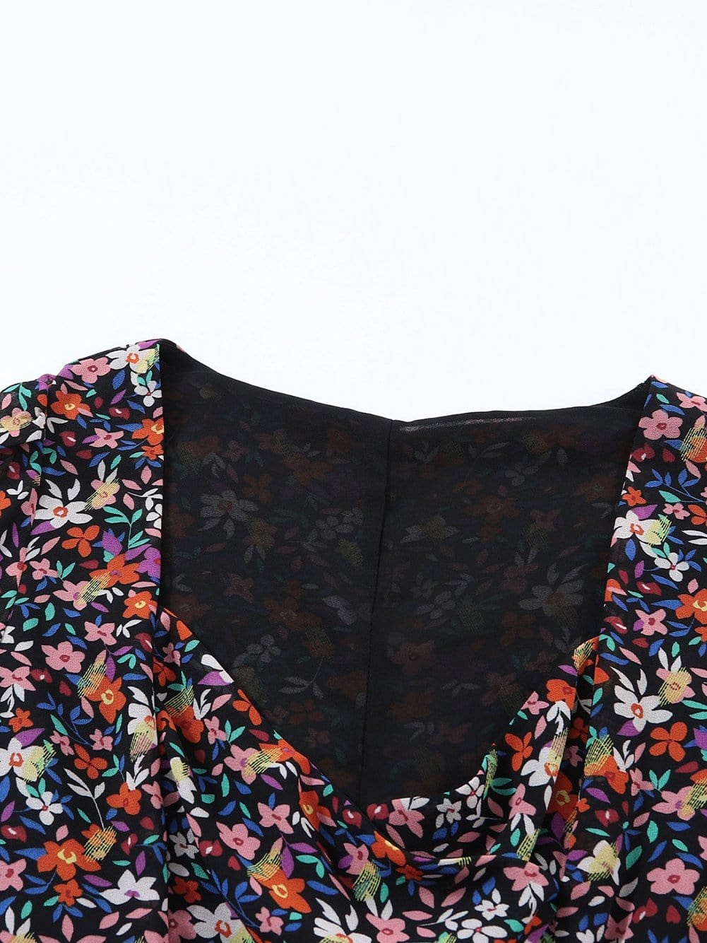 Floral Wrap Style Long Sleeve Dress