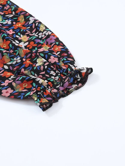 Floral Wrap Style Long Sleeve Dress