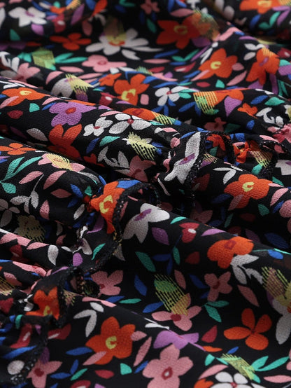 Floral Wrap Style Long Sleeve Dress